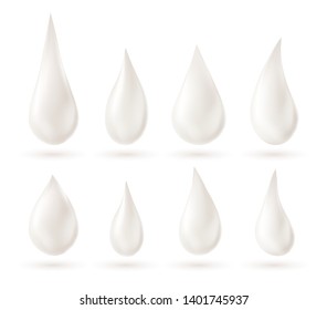 Set of milk drops isolated