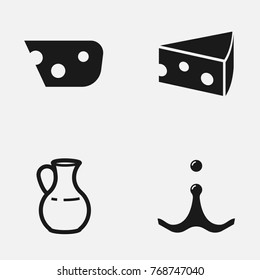 Set of milk jug and pieces of cheese  vector illustration. World milk day concept.