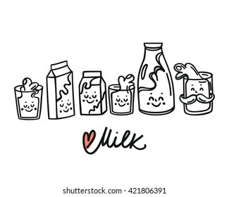 Set of milk logo and design elements