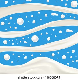 Set of Milk on blue background. Fresh delicious yogurt splash vector illustration