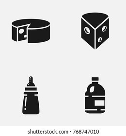 Set of milk package and pieces of cheese vector illustration. World milk day concept.