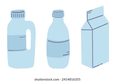 Conjunto de paquetes de leche de diseño plano