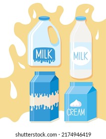 set of milk products design