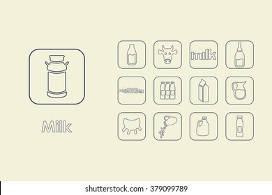 Set of milk simple icons