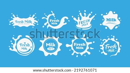 Set of milk splash icon logo vector illustration concept