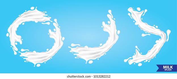 Set of milk splash vector illustration
