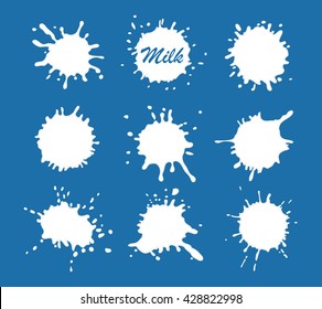 Set of milk splashes.Vector splashes.