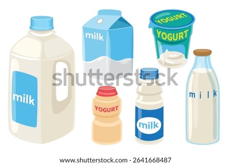 Set of Milk and Yogurt Packaging Containers	
