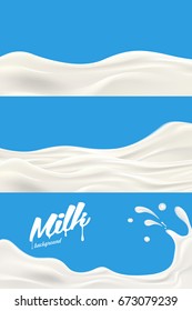 Set of Milk or yogurt splash vector realistic illustration for label design and other advertising needs