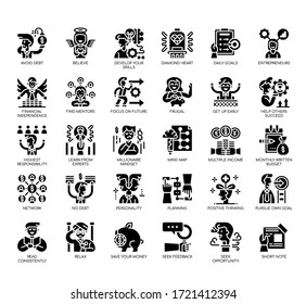 Set of millionaire habit thin line and pixel perfect icons for any web and app project. 