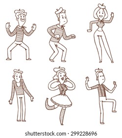 Set of a mime, vector