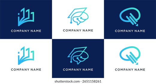 Set of mind graduate logo design combine