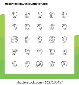 Set of Mind Process And Human Features Line Icon set 25 Icons. Vector Minimalism Style Design Black Icons Set. Linear pictogram pack.