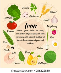 Set Mineral Iron Useful Products Lettuce Stock Vector (Royalty Free ...