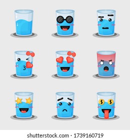 Set of mineral water with expression