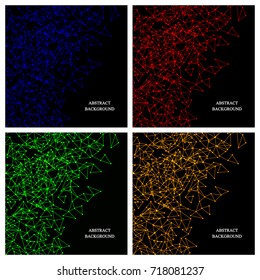 Set of Mini Abstract Geometric Vector Backgrounds with Molecule Structure