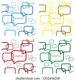 Set of Mini Abstract Vector Backgrounds with Colorful Speech Bubbles