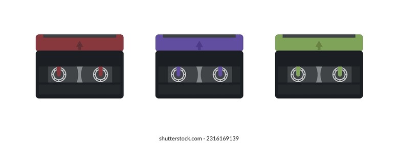 Set of mini DV cassettes. Vector illustration.