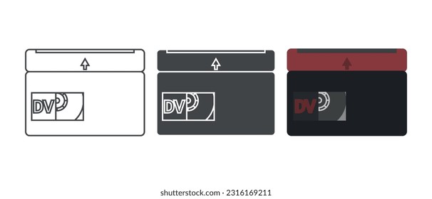 Set of mini DV cassettes. Vector illustration.