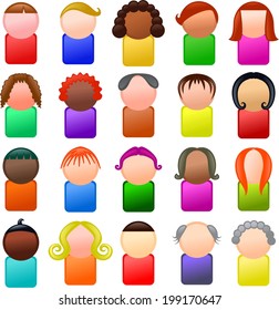 A set of mini icon men and women for use in website creation projects.