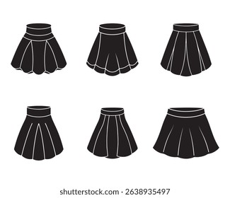 set of mini skirt sketch icon silhouette vector illustration