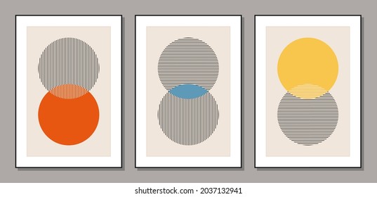 Set of minimal 20s geometric design posters, vector template