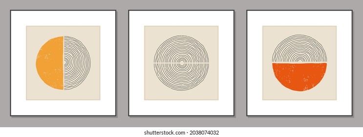 Set of minimal 20s geometric design posters, vector template