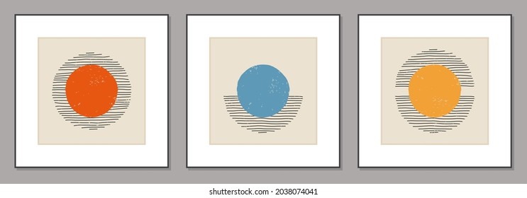 Set of minimal 20s geometric design posters, vector template