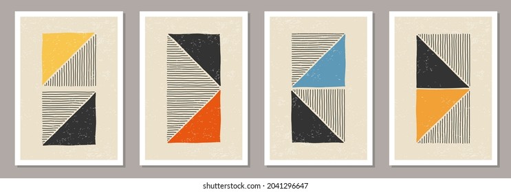 Set of minimal 20s geometric design posters, vector template