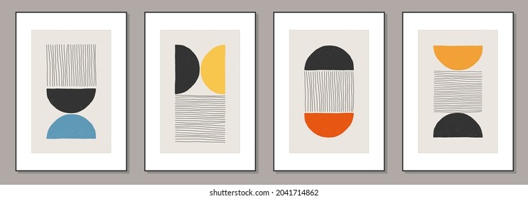 Set of minimal 20s geometric design posters, vector template