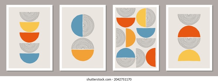 Set of minimal 20s geometric design posters, vector template