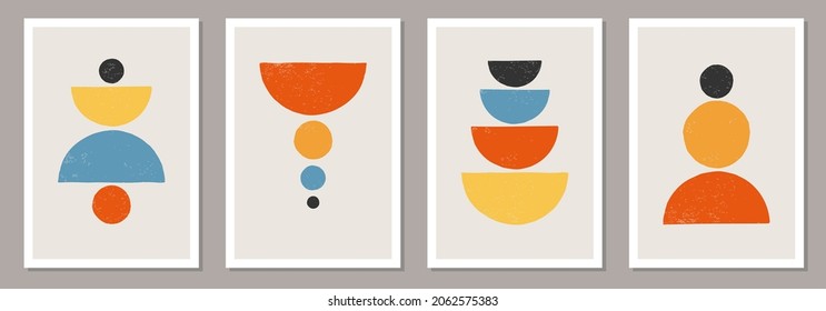 Set of minimal 20s geometric design posters, vector template
