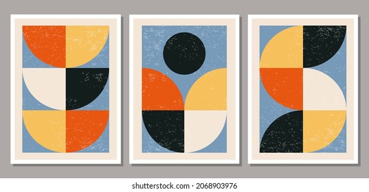 Set of minimal 20s geometric design posters, vector template