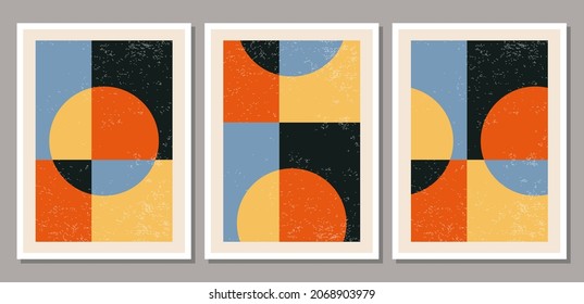 Set of minimal 20s geometric design posters, vector template