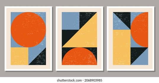 Conjunto de afiches de diseño geométrico mínimo de los años 20, plantilla vectorial