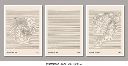 Set of minimal 20s geometric design poster with primitive shapes