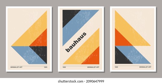 Set of minimal 20s geometric design poster with primitive shapes