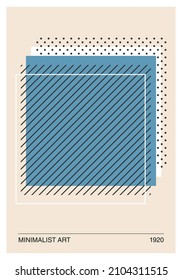 Set of minimal 20s geometric design posters, risograph aesthetics, vector template