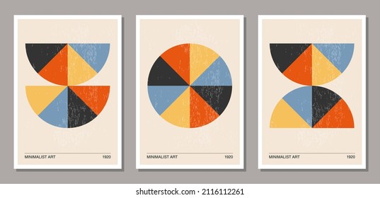 Set of minimal 20s geometric design posters, vector template