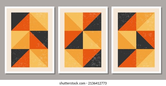 Set of minimal 20s geometric design poster with primitive shapes