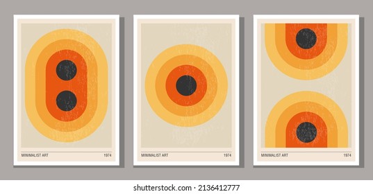 Set of minimal 20s geometric design posters, vector template