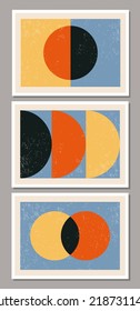 Set of minimal 20s geometric design posters, vector template