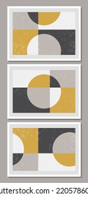 Set of minimal 20s geometric design posters with primitive shapes
