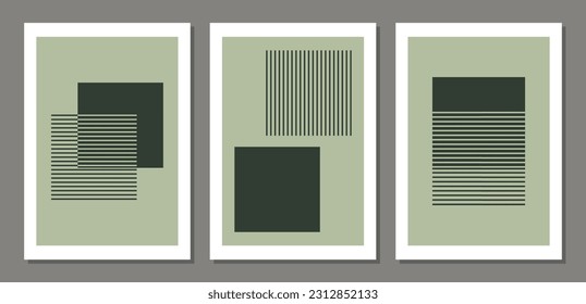 Set of minimal 20s geometric design poster with primitive shapes