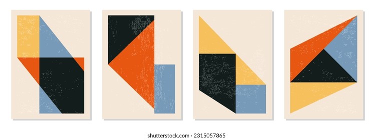 Set of minimal 20s geometric design posters, vector template