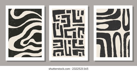 Set of minimal 20s geometric design poster, vector template