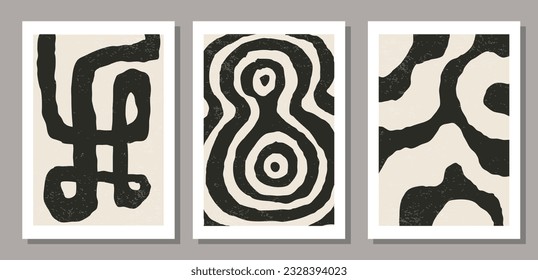 Set of minimal 20s geometric design poster, vector template