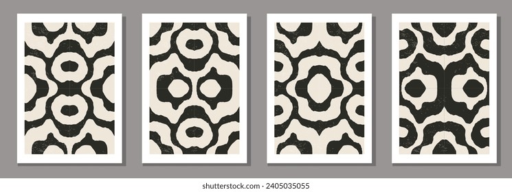 Set of minimal 20s geometric design poster, vector template