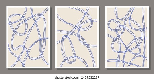 Set of minimal 20s geometric design poster, vector template
