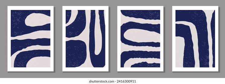 Set of minimal 20s geometric design poster, vector template